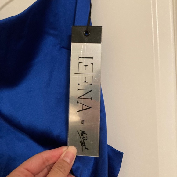 Ieena by Mac Duggal Blue Satin Slip Prom Dress Pageant Formal Gown Size 12 - Picture 6 of 10